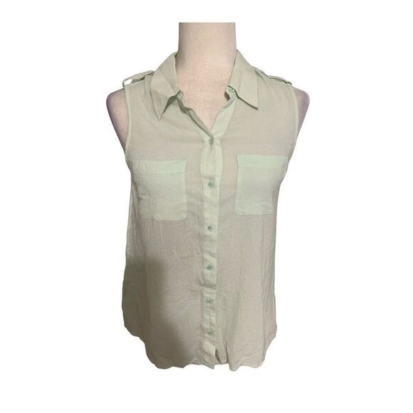 joie womens solid light mint green button down tank top small - Picture 1 of 4